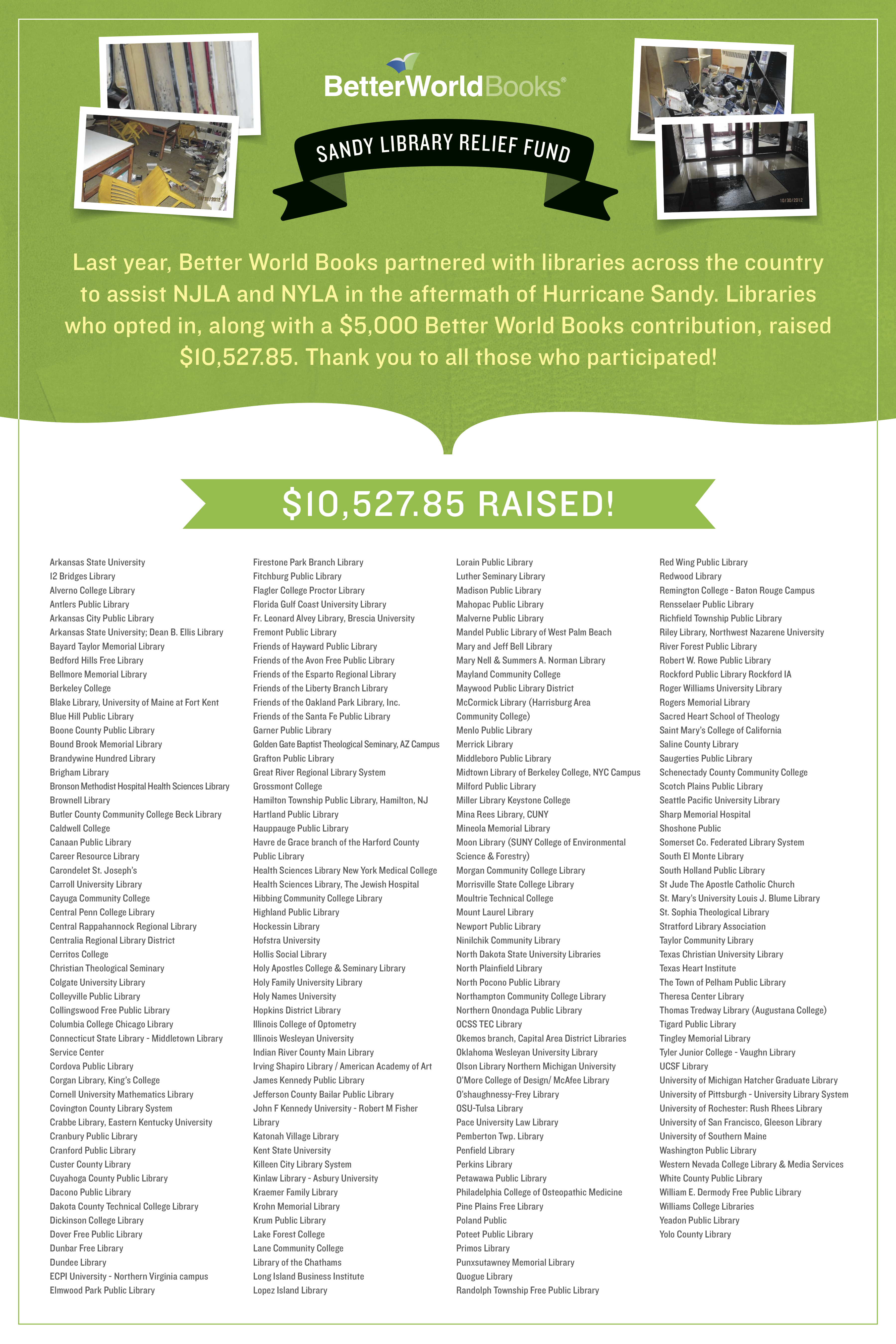 Better World Books Thanks Everyone Who Helped with Sandy Relief Fund